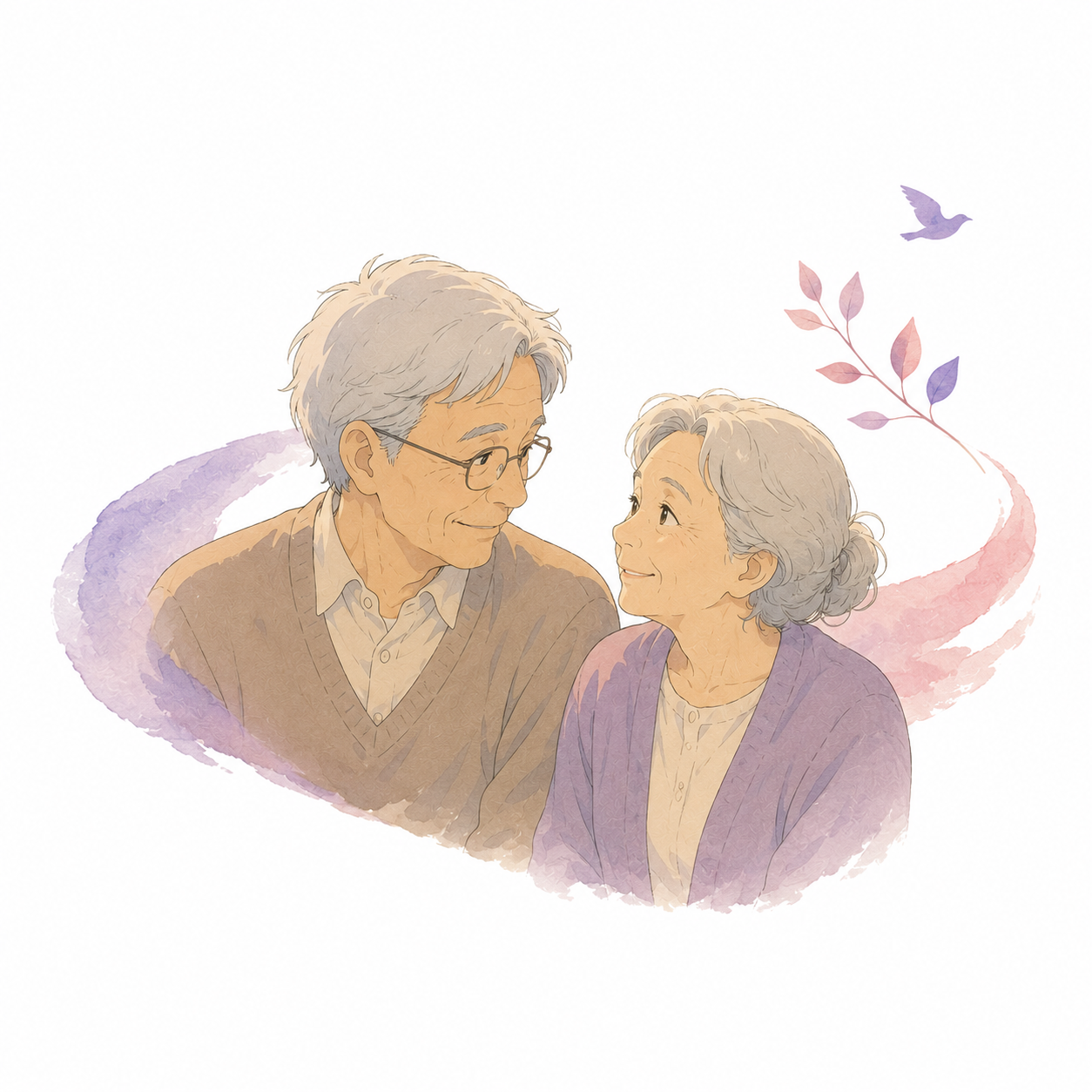 Saathi — elderly couple illustration